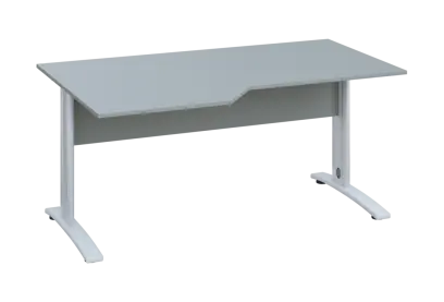 EZK 28 - 166 stůl kancelářský, rohový, levý, kovová podnož bílá, deska 25 mm, široký 1600 mm, šedá